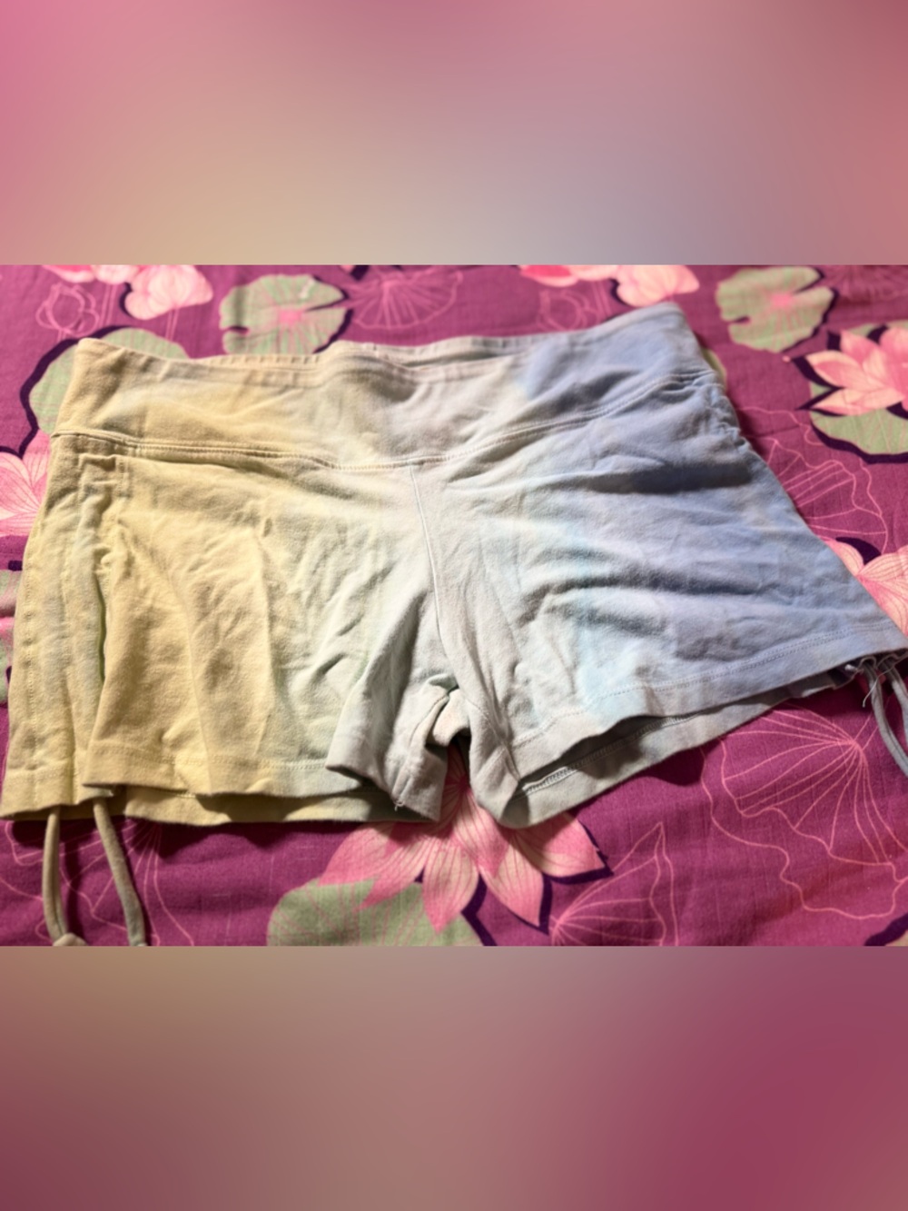 Lily Lotus Pastel Tie-Dye Athletic Shorts - Yellow, Light Blue